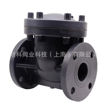 朗科阀门PE旋启式止回阀塑料法兰耐磨塑料PE法兰止回阀DN25D-N300