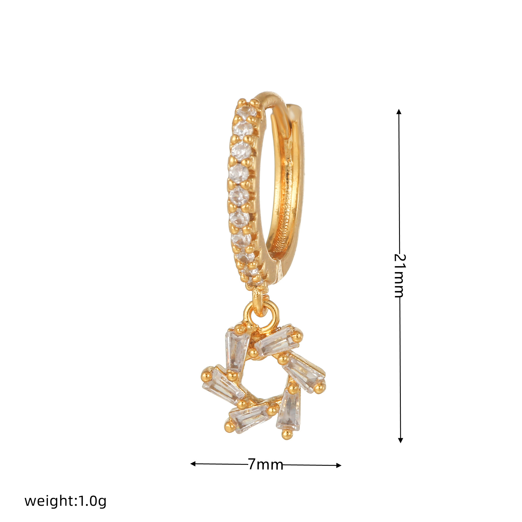 Fashion Snake Butterfly Brass Inlaid Zircon Drop Earrings 1 Piece