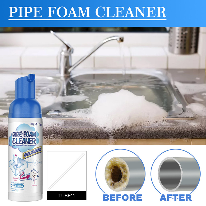 Jue-Fish Pipe Foam Cleaner Household Pipe Sink Sewer Deodorizing and Odor Removing Cleaner
