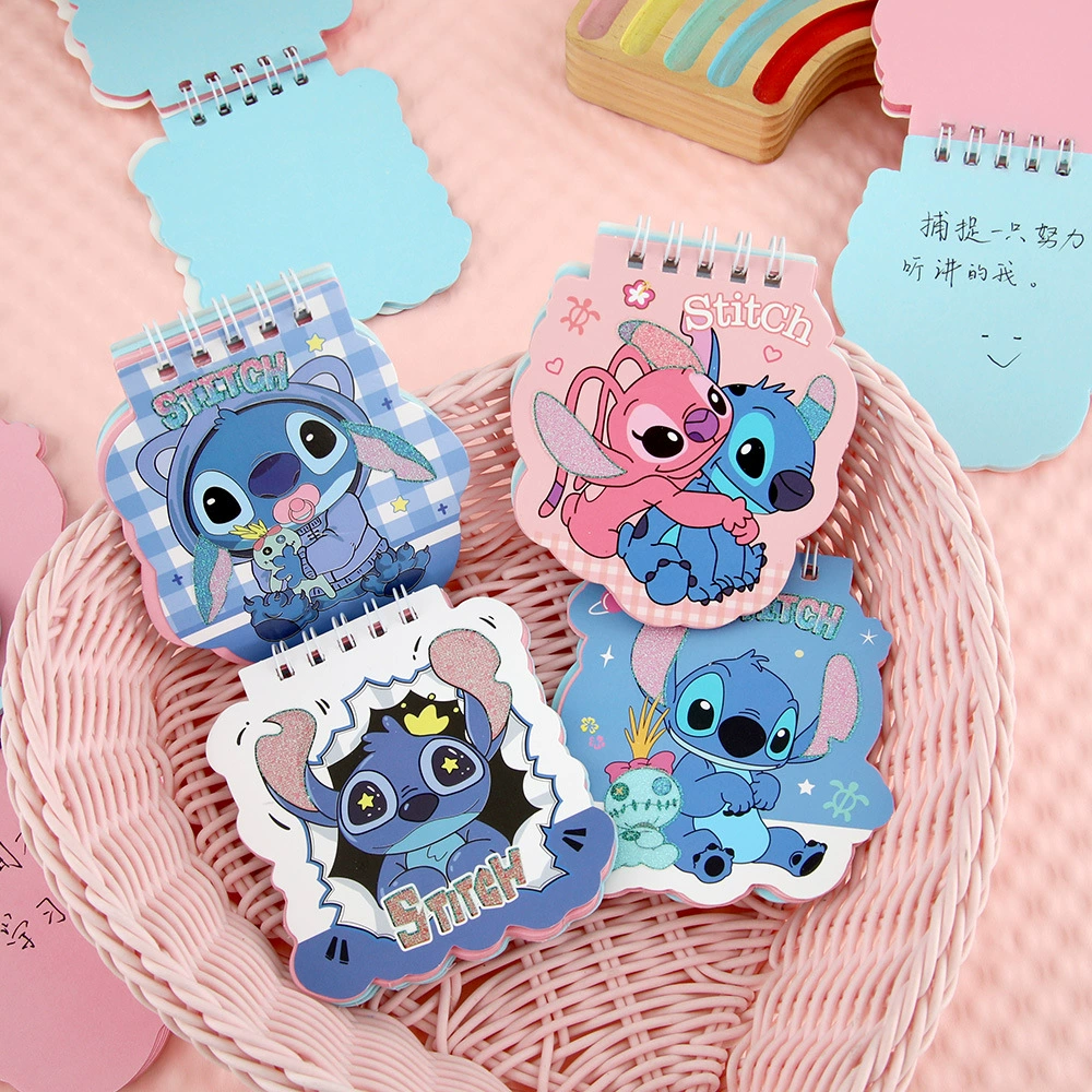 Карманный спиральный блокнот, обложка в форме Stitch, компактный студенческий блокнот (48 шт./коробка)