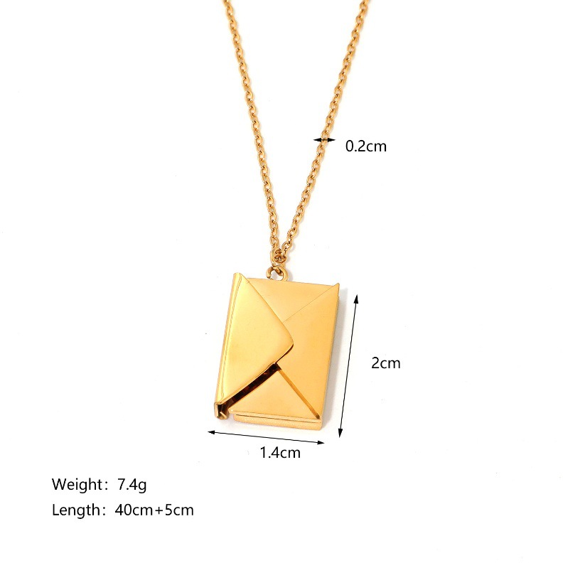 Wholesale Jewelry Retro Book Envelope Heart Shape 304 Stainless Steel Plating Pendant Necklace display picture 4