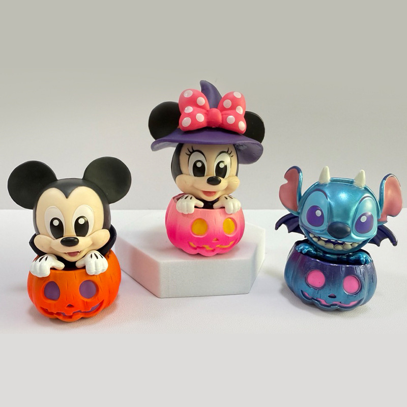 8.5cm ミッキーマウスとステッチ パンプキンシリーズ ハロウィンギフト PVC製トレンディドール6個入りテープ付き|undefined