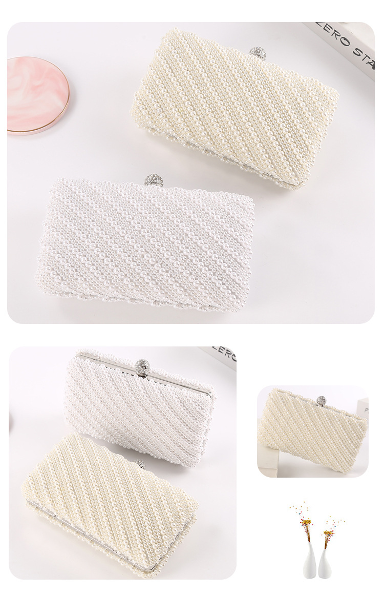 Beige White Polyester Solid Color Pillow Shape Evening Bags display picture 1