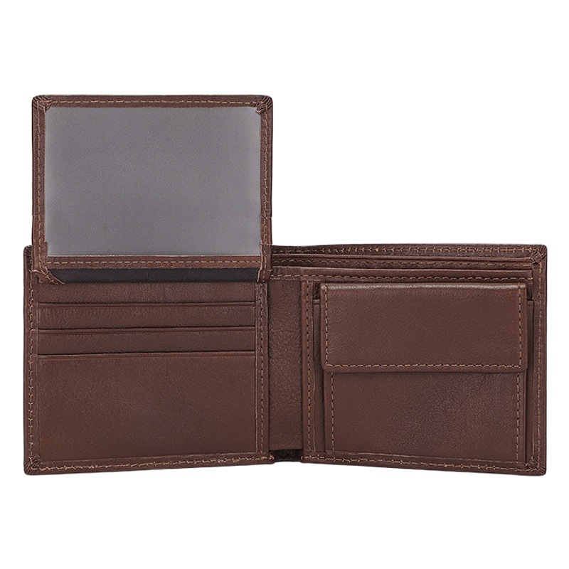 Cartera de hombre de piel de vaca casual de gran capacidad comercio exterior venta al por mayor antirrobo bolso de tarjeta de cuero corto cambio fabricante de billetera suave