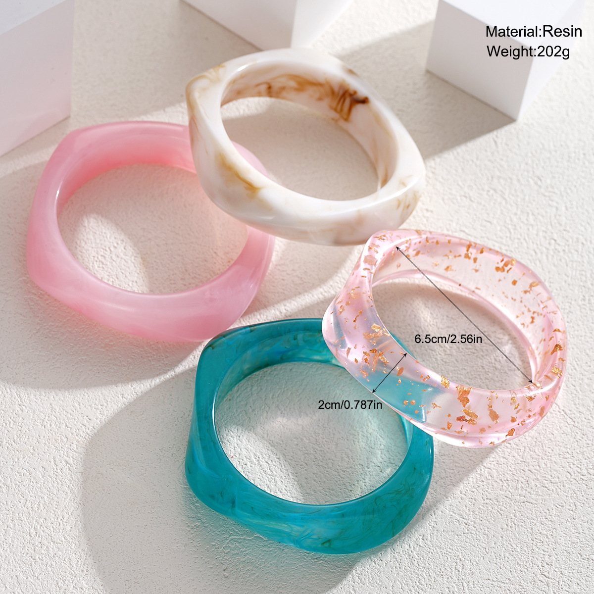 Han Zhi Shang Europa y los Estados Unidos transfronterizos pulsera de borde ancho personalidad femenina diseño exagerado pulsera de color lujoso ligero joyería de resina de moda