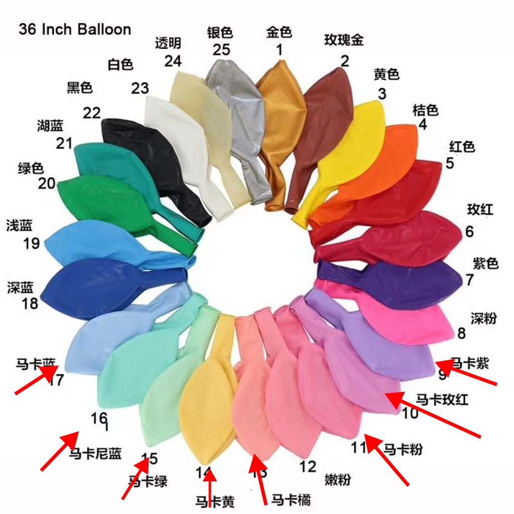 Fábrica al por mayor de 36 pulgadas ronda de gran tamaño globo macaron color engrosada globo de látex globo de la boda