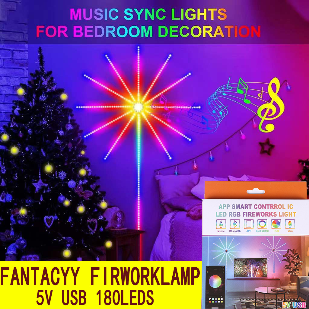 5v fantasía de color fuegos artificiales usb baja tensión led decoración correa de lámparas artificiales bluetooth control de voz atmósfera rgb fuegos artificiales transfronterizos