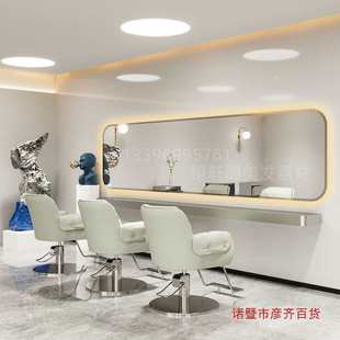 New Barber Shop Mirror Hair Salon Haircut Perm Dye Stainless Steel Countertop Trendy Hair Salon Wall-Mounted Large Mirror