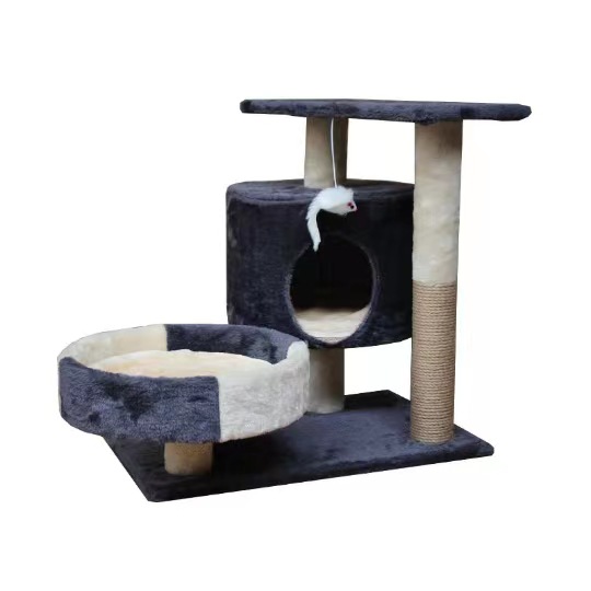 Marco de escalada para gatos de franela pequeña con plataforma, nido para gatos, columna de agarre de sisal, descuento de bajo precio, venta directa de fábrica, marco de escalada para gatos de juguete para gatos