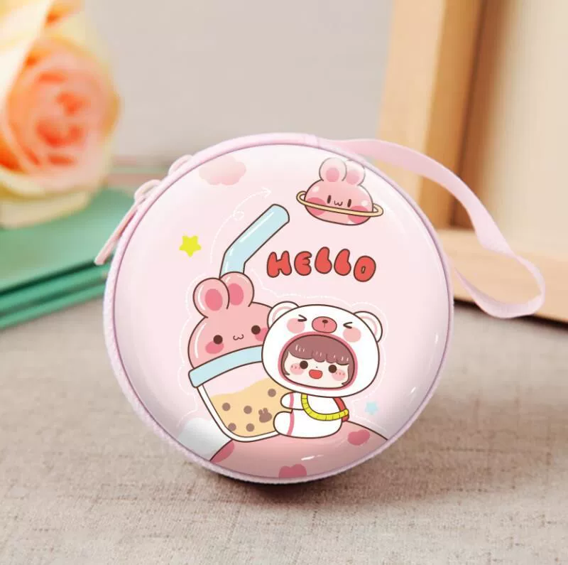 Кошелёк‑монетница жесть 7,5×7,5×3,5 см, на молнии для наушников и кабелей, мультяшный брелок