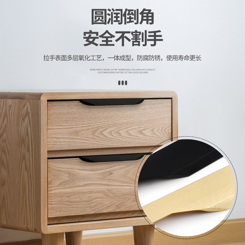 Factory Direct Supply Aluminum Alloy Invisible Cabinet Edge Long Pull Handle Black Thumb F Model Door Handle Hardware Wholesale