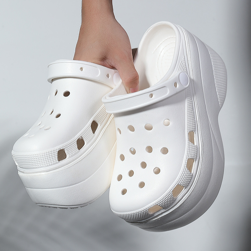 Heightened Hole Shoes Women's Shoes Foreign Trade plus size 42 Size Thick Sole High Heel Sandals and Slippers Summer Outer Wear New Cross-border Hair