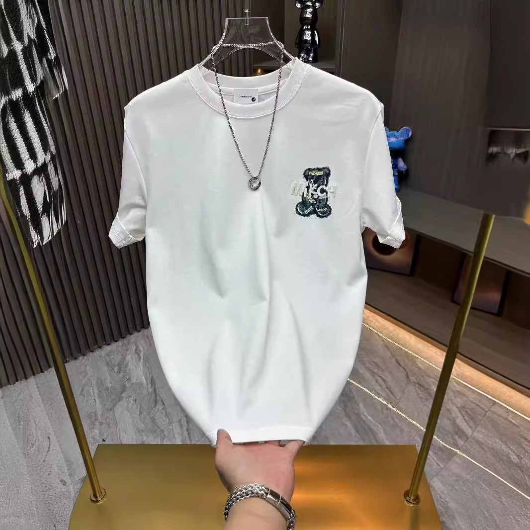 Odzież męska T-shirt męski 2024 letnie towary europejskie nadruk z niedźwiedziem ubrania z krótkim rękawem pół rękawa wokół szyi modna markowa koszulka męska_voghion.com