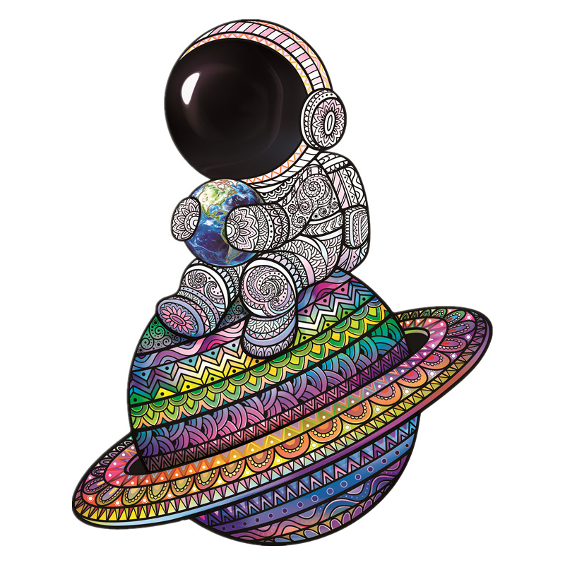 Lobo transfronterizo, león, animal, rompecabezas de madera en forma al por mayor, rompecabezas de madera irregular, juguetes de rompecabezas transfronterizos