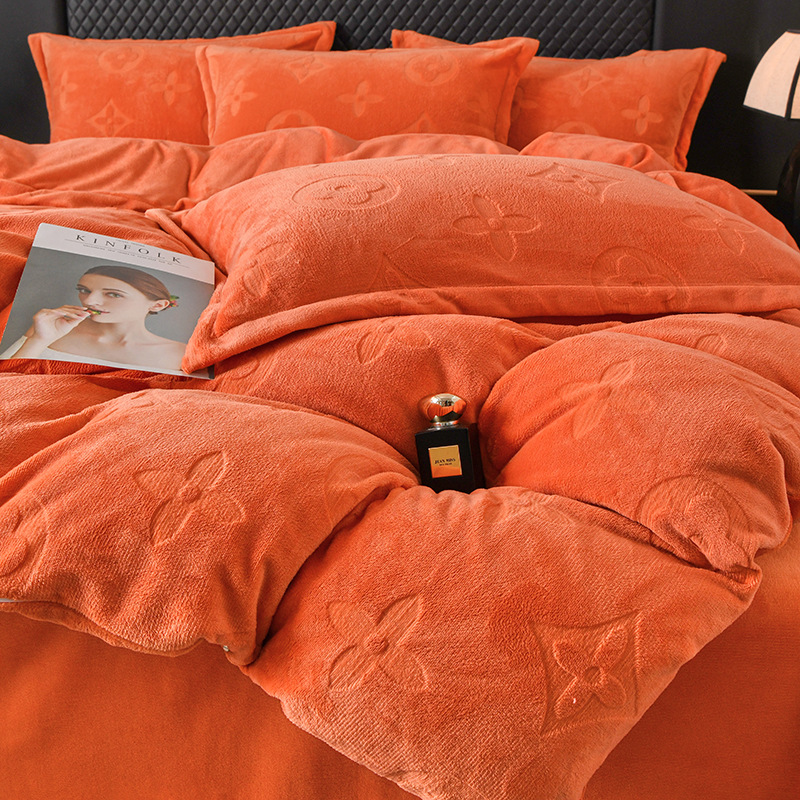 Cross-Border Foreign Trade Specializes in High-Weight Cut Velvet Four-Piece Bedding Sets, Including Duvet Covers, Fitted Sheets, and Pillowcases, Wholesale from Taiwan