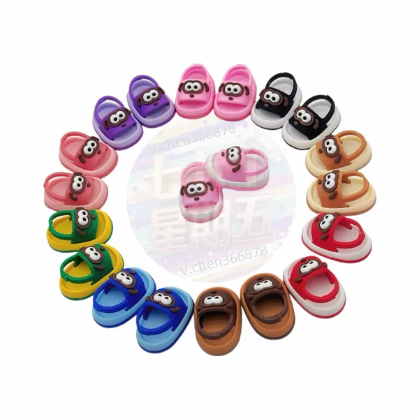 17cm Labubu Shoes Plush Doll Cartoon Silicone Soft Sole Slippers Sandals Accessories