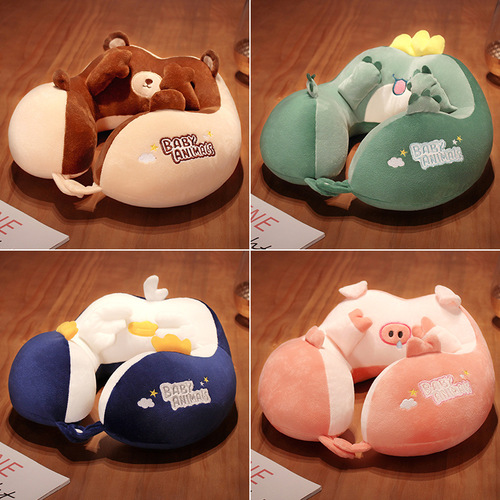 U-shaped pillow neck pillow cartoon airplane travel headrest neck pillow portable car cervical pillow for students