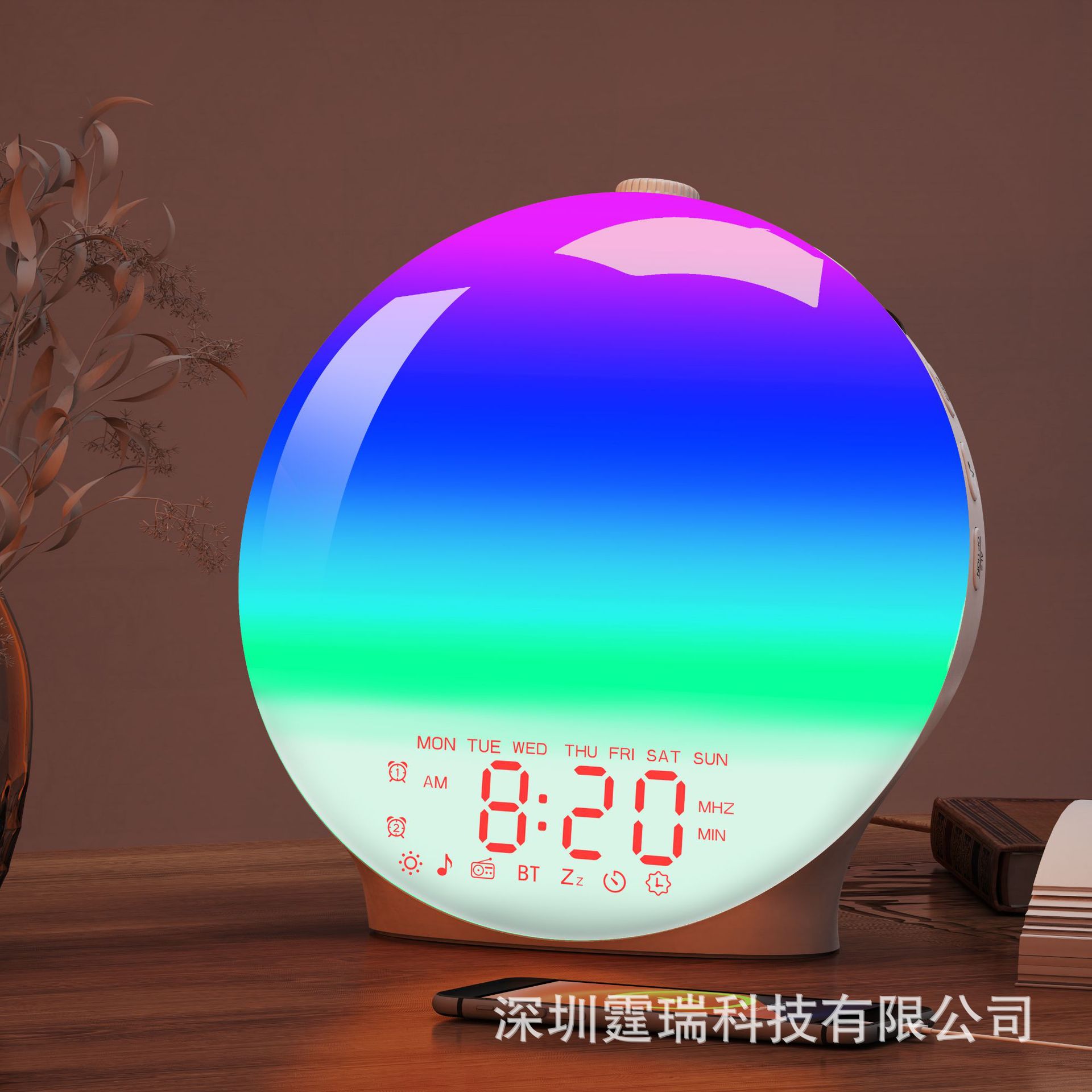 2024最新升级款蓝牙智能炫彩伴睡氛围灯模拟海上日出日落唤醒闹钟