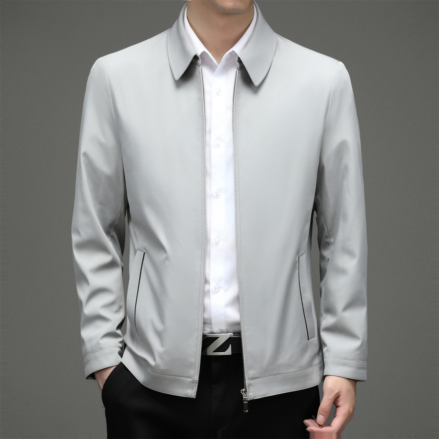 Chaqueta de marca de negocios casual de hombre primavera y otoño chaqueta ejecutiva primavera de mediana edad chaqueta de hombre sólida de alta calidad image 12