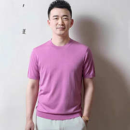 毛衫老王夏季男士短袖新款百搭T恤欧若风针织正肩男装短袖打底衫