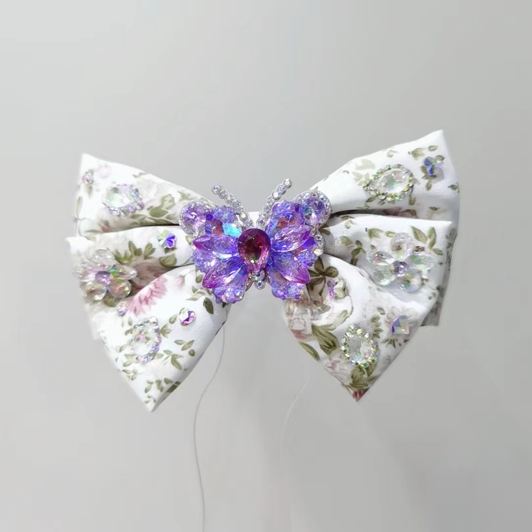 Women's Simple Style Bow Knot Artificial Crystal Cloth Artificial Gemstones Hair Clip display picture 3