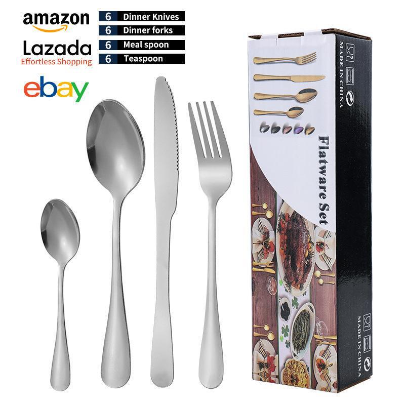 国境を越えたアマゾン1010ステンレス食器24点セットセット洋食ステーキナイフフォークスプーン食器セット|undefined