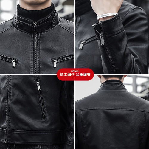 Men's Spring and Autumn Season New Insteresting Biker Workwear Ins Stylish Quilted Winter Outerwear Collar Jacket