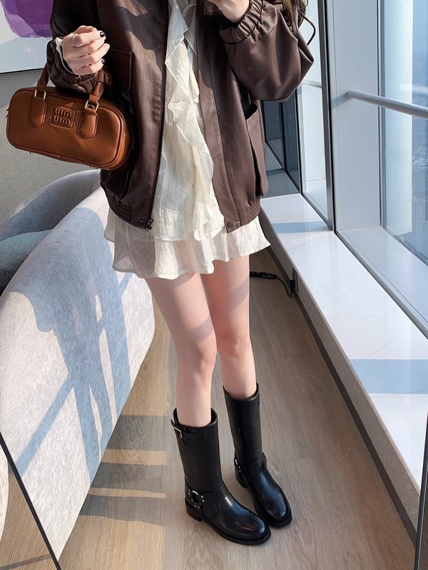 現品秒発! ブドウのお母さんの同じベルトは本革の中筒の靴の女性の秋冬の太いです。|undefined