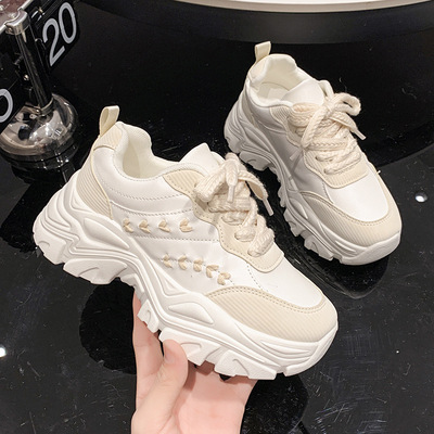 厚底老爹鞋女款2023年春季新款百搭休闲运动鞋女ins潮增高小白鞋