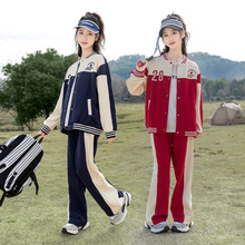 女大童秋装套装2025新款儿童洋气棒球服中大女童春秋休闲运动套装
