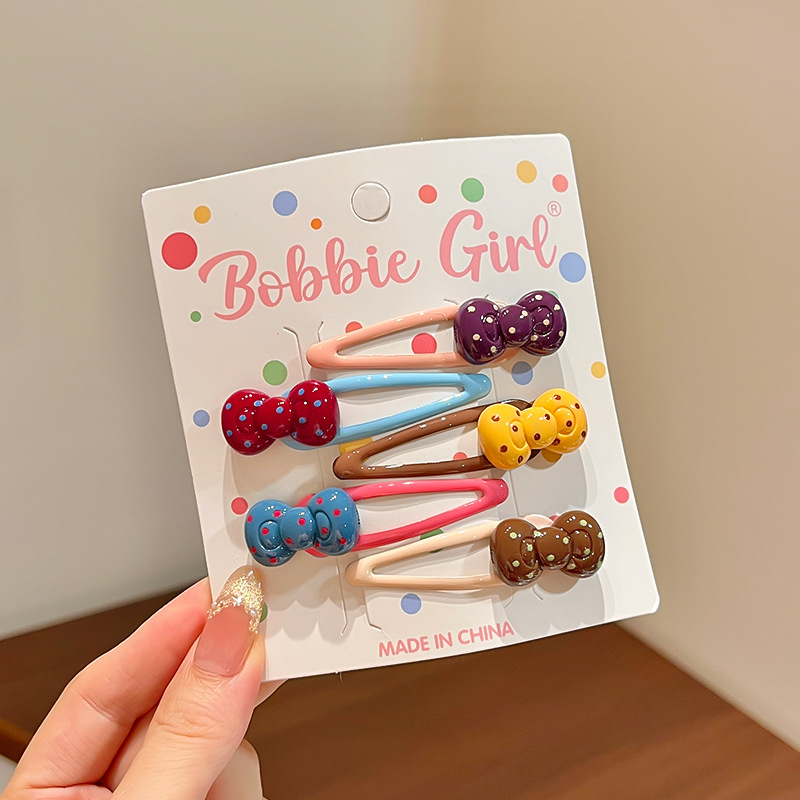 F9047-5# bow tie polka dot bb clip five-piece set