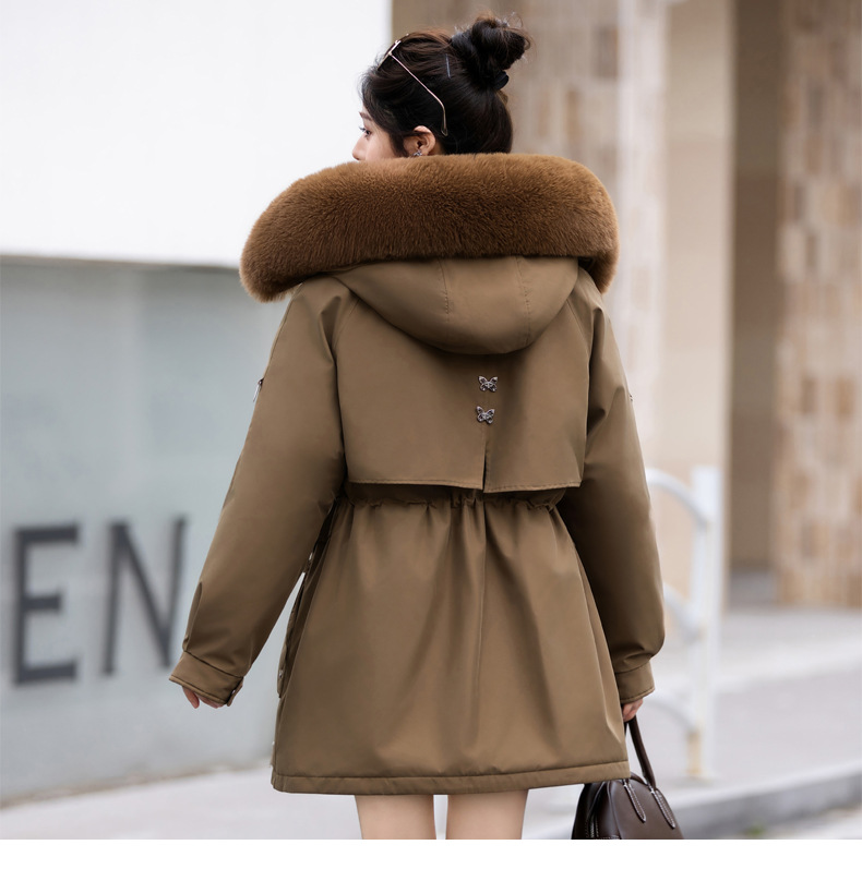 Abbigliamento da donna cappotto parka di grandi dimensioni cappotto in cotone con collo largo da donna stile coreano più vita in velluto cappotto caldo in cotone tendenza da donna_voghion.com