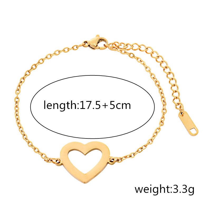 Heart Shape Pattern Women's Gender Lady Heart Shape 304 Stainless Steel Bracelets In Bulk