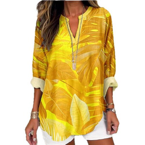 Amazon Cross-border Independent Store New Flower 3D Digital Printing Women's Fashion Round Neck Loose Shirt Top