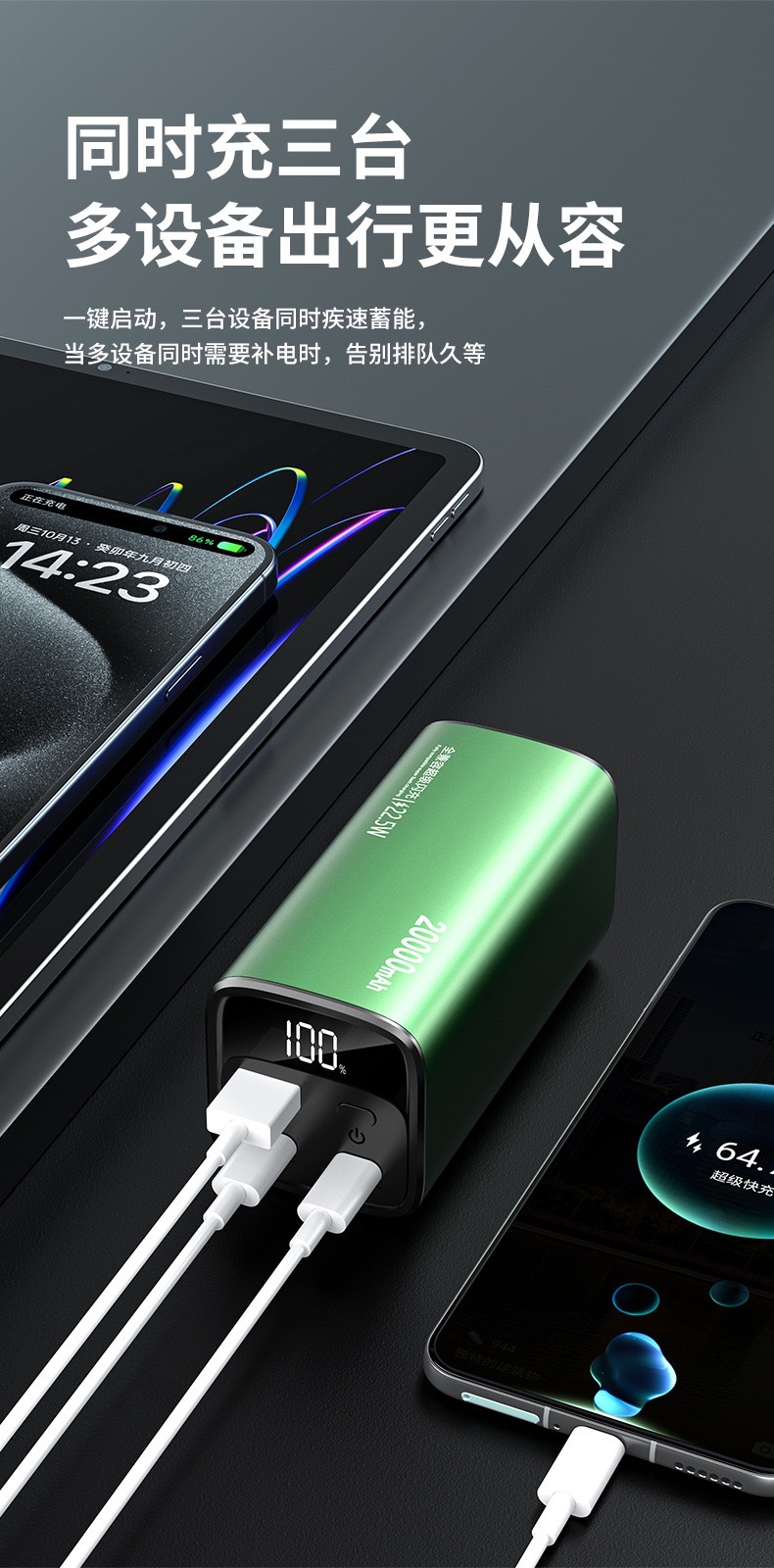 Toptan Çapraz Sınır PD100W Süper Hızlı Şarj Alüminyum 20000mAh Mega Kapasiteli Taşınabilir Şarj Cihazı