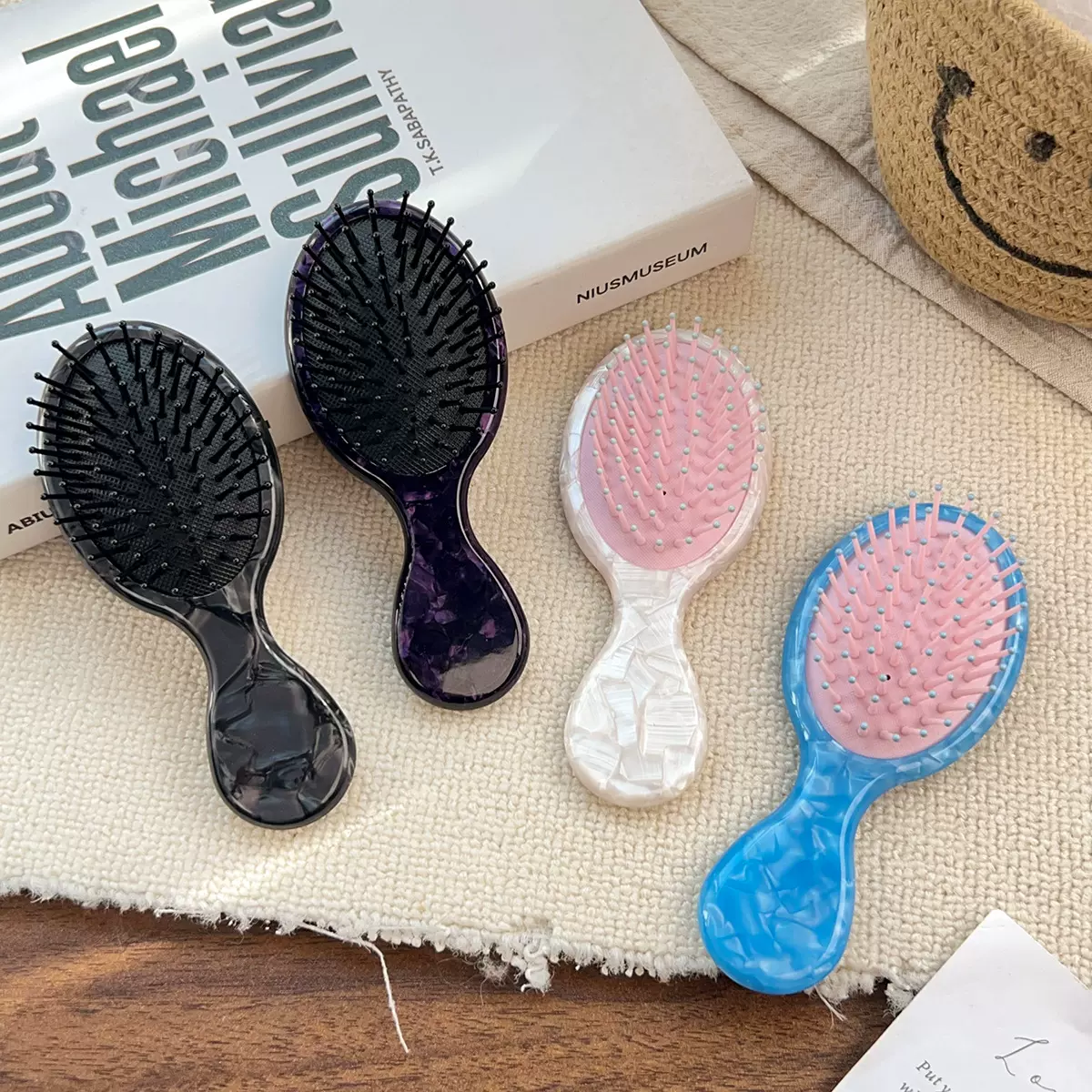 新款醋酸黑紫气囊梳儿童气囊梳气质可爱少女发梳小号便携按摩梳