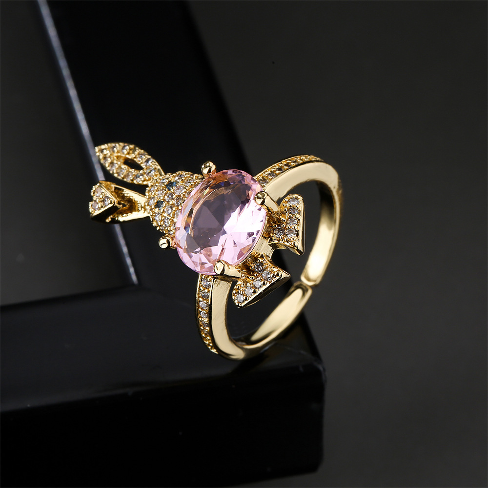 European And American Cute Bunny Shape Ring Opening Copper Rings display picture 2