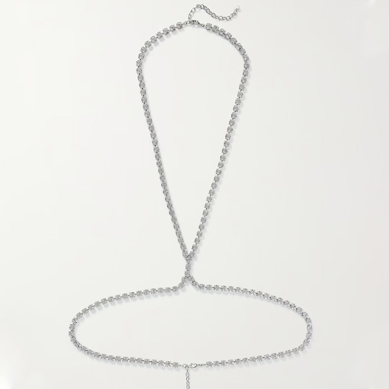 Transfronteriza nueva cadena de pecho rhinestone europeo y americano sexy Cruz simple rhinestone cuerpo cadena accesorios cuerpo cadena image 2