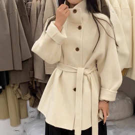 2025新款立领双面羊绒羊毛大衣女中长款毛呢外套女小个子修身