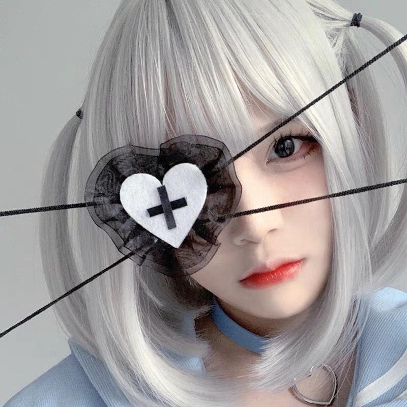 lolita hand-made dark Gothic style lolita eye mask black and white red cross jk comic show cos lolita small things lolita hand-made dark Gothic style lolita eye mask black and white red cross jk comic show cos lolita small things