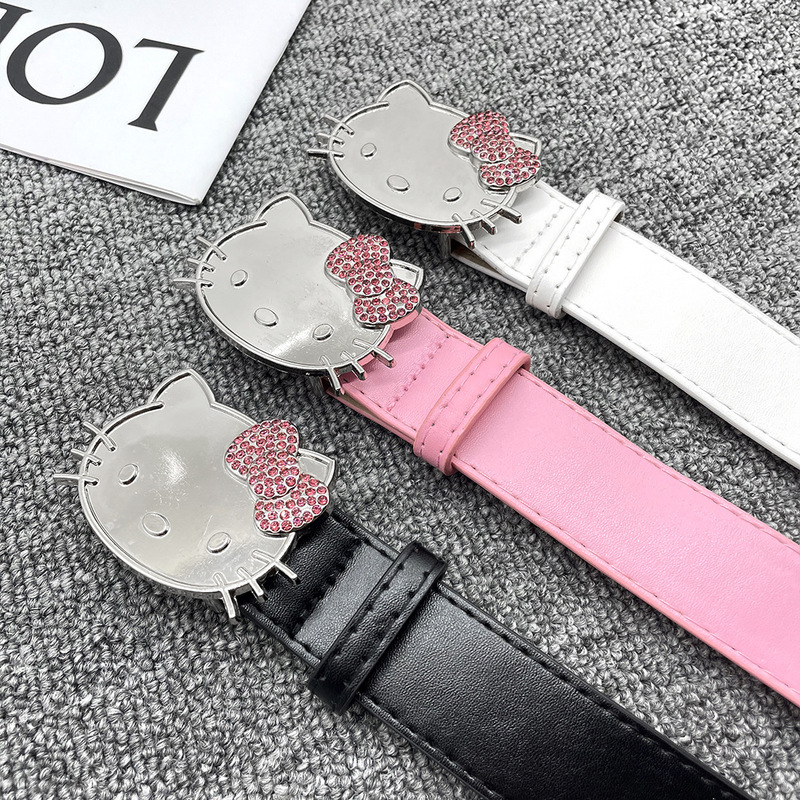 hello kitty pink KT cat headband diamond belt Millennium hot girl y2g belt Denim accessories all-match pants belt