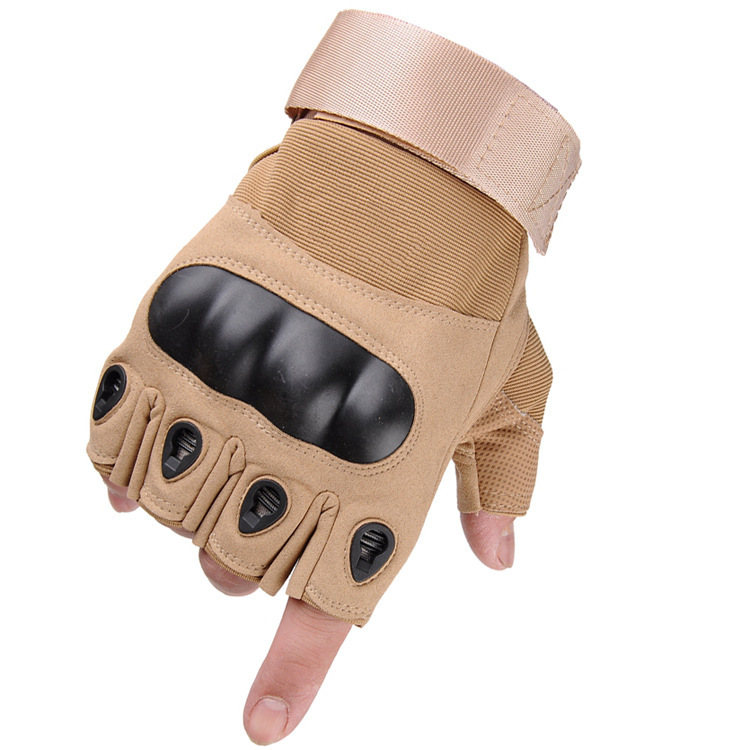 Oji medio dedo guantes tácticos hombres y mujeres deportes montañismo fitness equitación combate negro shell entrenamiento especial guantes de protección