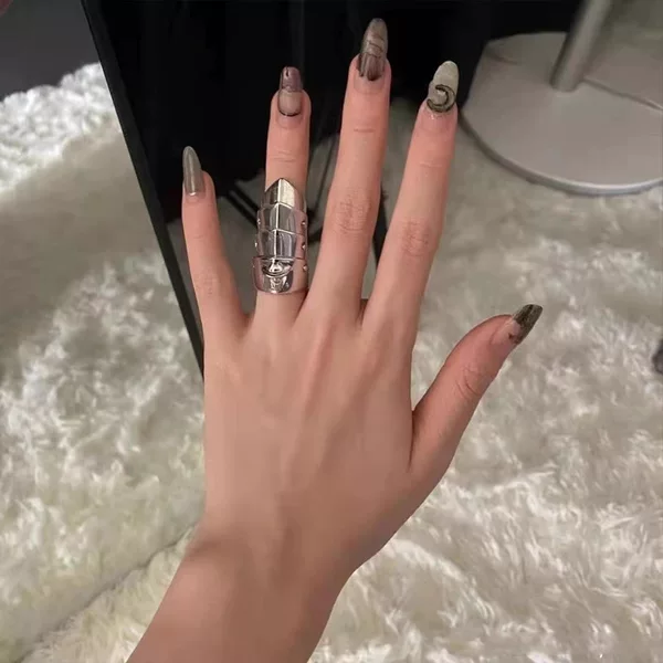 Punk Hip-Hop Nana Same Style Armor Ring Four-Section Saturn Multi-Layer Movable Ring Trend