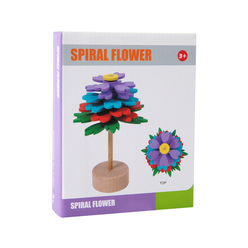 Flor de madera giratoria varilla de descompresión varilla de vibración con flores espiral artefacto de descompresión creativo juguete de descompresión de madera
