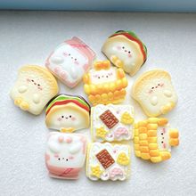 卡通食玩吐司鸡蛋牛奶树脂配件奶油胶diy发夹头绳水杯装饰材料批