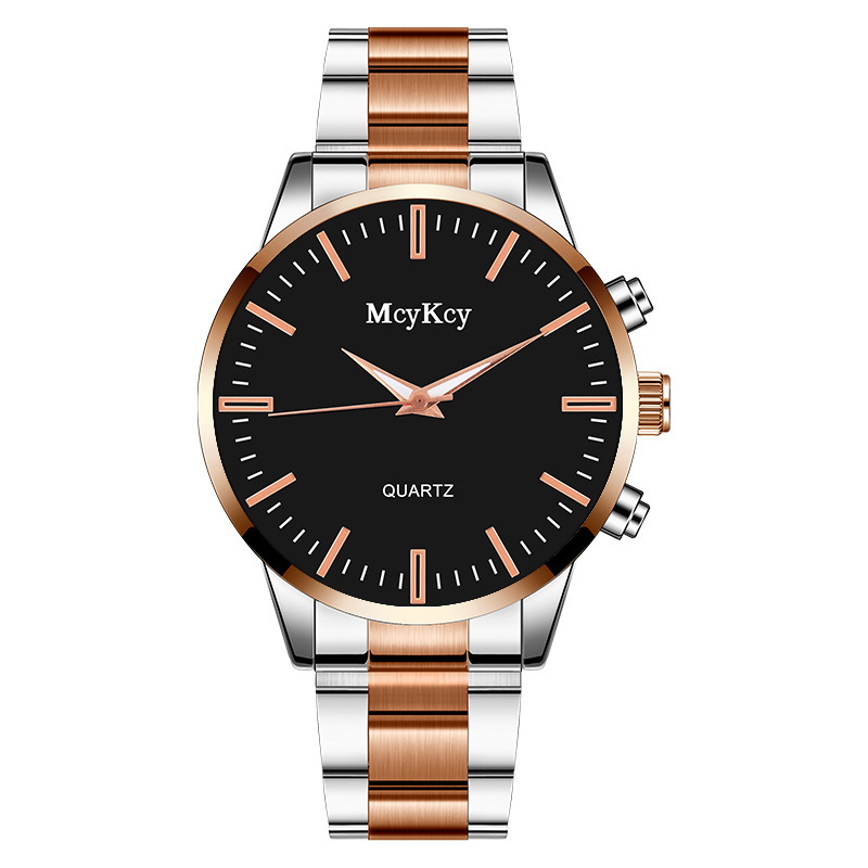 Montre mécanique non entièrement automatique en acier à quartz pour hommes, bracelet en or_voghion.com