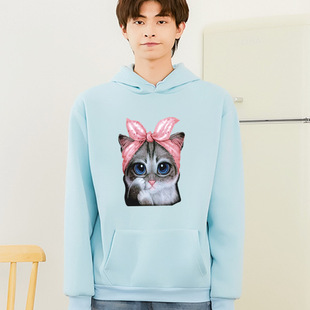 2023 European and American men's sweater hoodie autumn and winter trendy loose youth simple printed coat top
