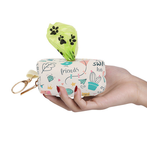 Pet garbage bag dispenser zipper leather bag dog poop bag storage box storage bag dog poop bag bag