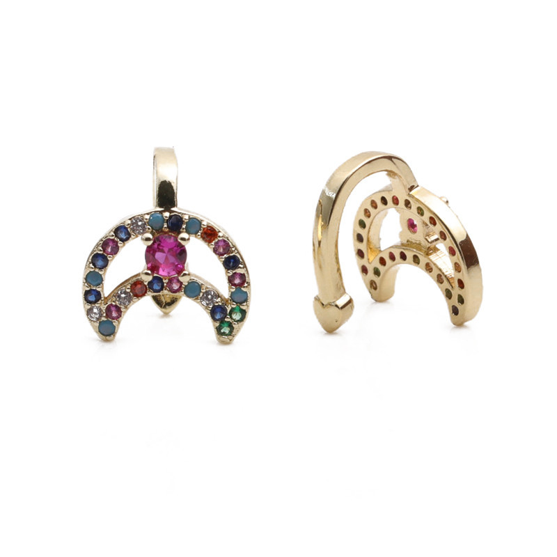 Fashion Zircon C-shaped Moon Earrings display picture 2