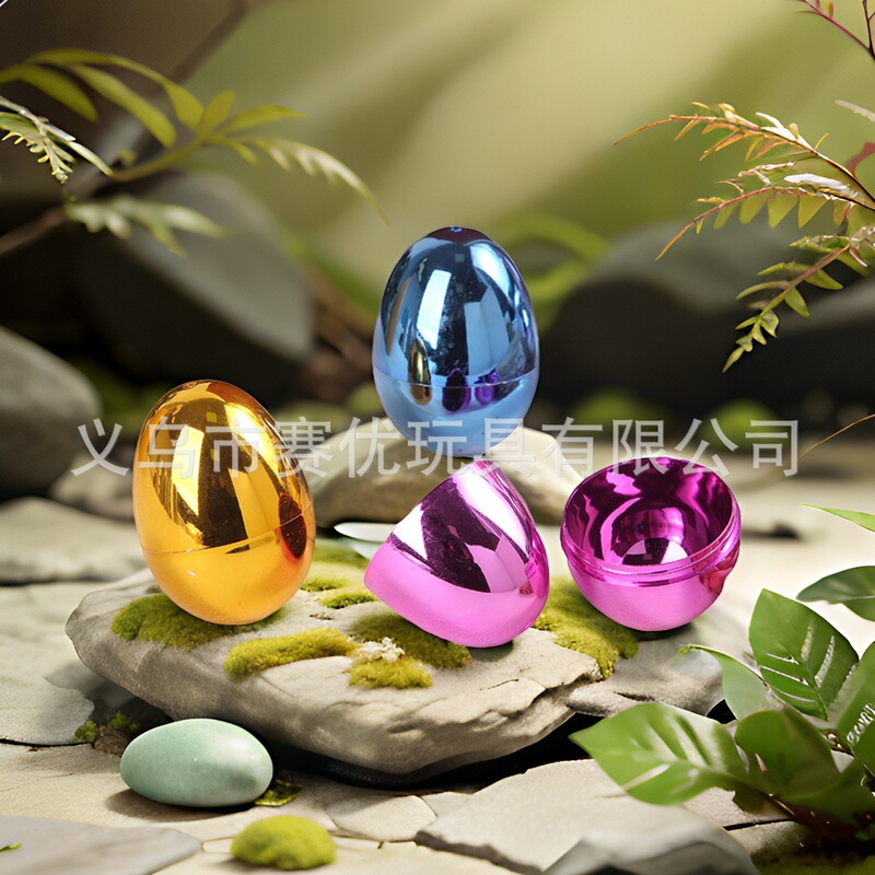 Easter Eggs Electroplated Eggs 4Cm*6Cm Plastic Golden Eggs Electroplated Plastic Openable Eggs Gashapon Balls in Stock